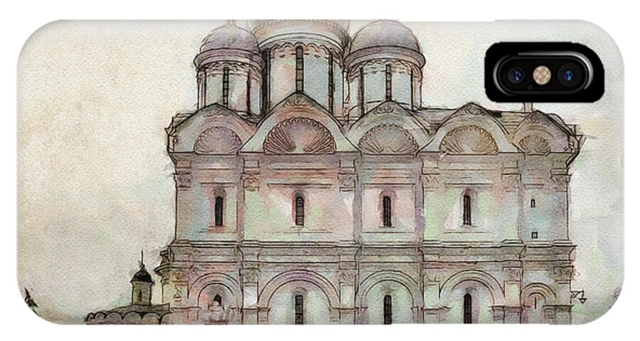 Church iPhone X Case featuring the painting Cathedral of the Archangel by Greg Collins