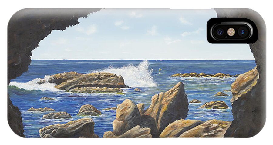Cave iPhone X Case featuring the painting Cave View by Mary Scott
