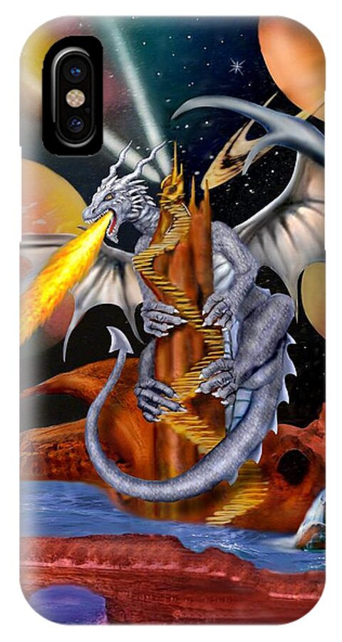 Dragon iPhone X Case featuring the digital art Celestian Dragon by Glenn Holbrook