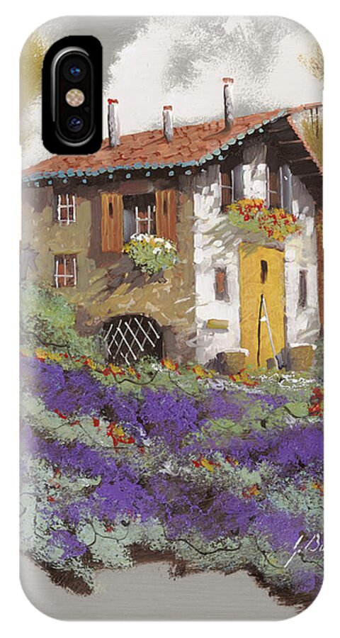 Landscape iPhone X Case featuring the painting Cento Lavande by Guido Borelli