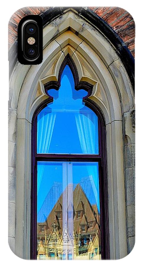 Architecture iPhone X Case featuring the photograph Chateau Laurier - Parlaiment Window - Reflection # 6 by Jeremy Hall