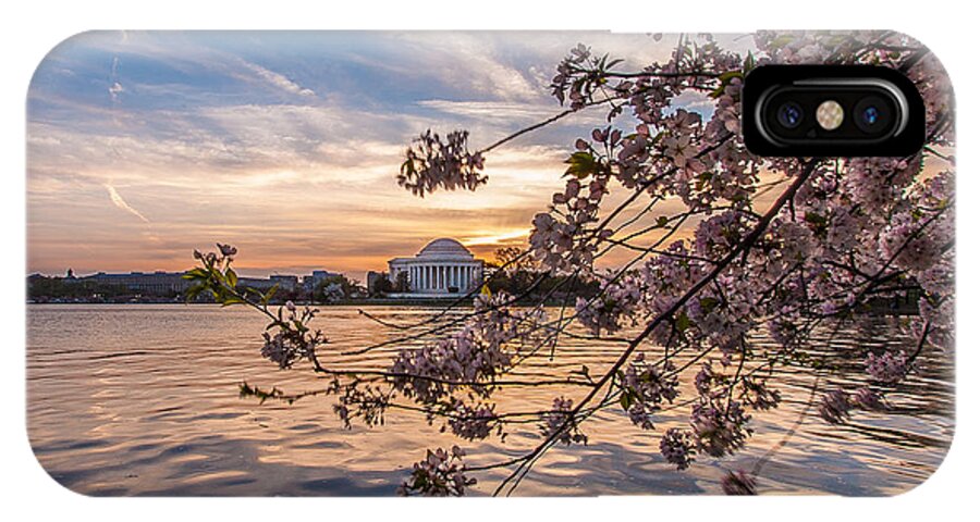 Landscape iPhone X Case featuring the photograph Cherry Blossoms at the Jefferson Memorial by Tony Delsignore
