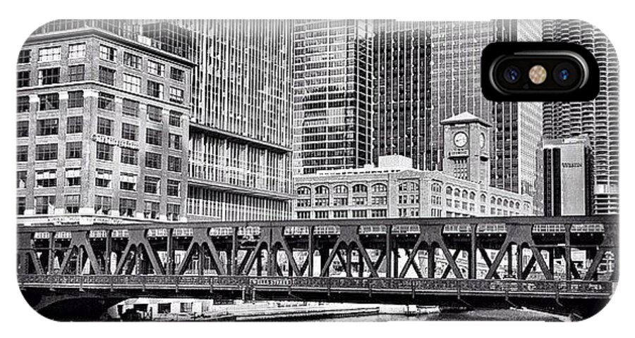 America iPhone X Case featuring the photograph Wells Street Bridge Chicago HDR Photo by Paul Velgos
