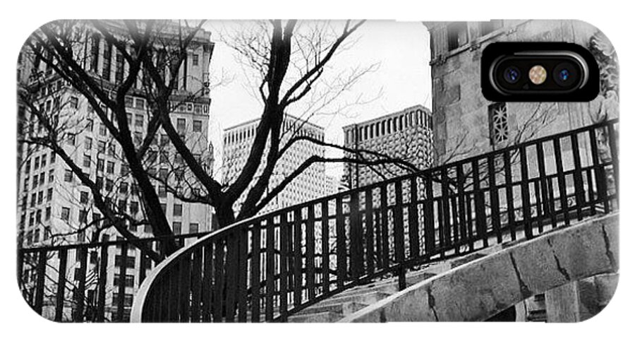 America iPhone X Case featuring the photograph Chicago Staircase Black and White Picture by Paul Velgos