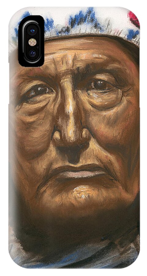 Native American Art iPhone X Case featuring the painting Chief by Michael Foltz