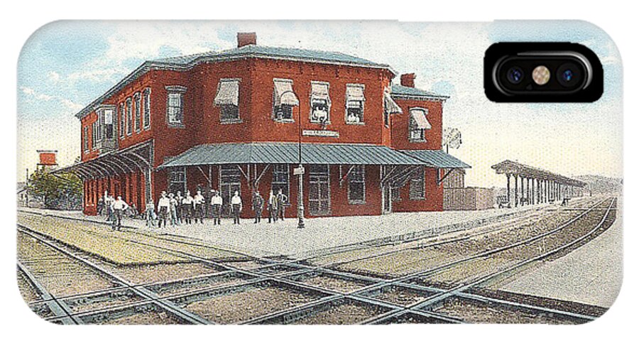 Chillicothe iPhone X Case featuring the photograph Chillicothe Ohio Railroad Depot Postcard by Charles Robinson
