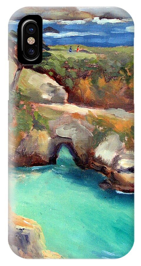 Point Lobos iPhone X Case featuring the painting China Cove Point Lobos by Karin Leonard