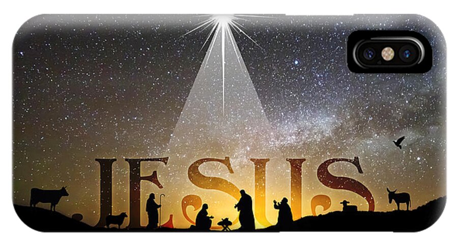 Christmas Card iPhone X Case featuring the digital art Jesus our Hope Savior and King by Kathryn McBride