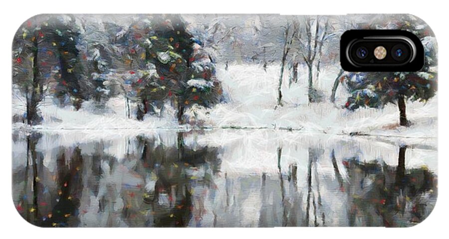 Christmas At The Pond iPhone X Case featuring the photograph Christmas at the Pond by CarolLMiller Photography