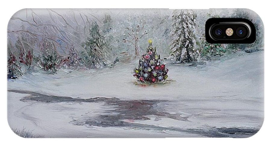 Christmas iPhone X Case featuring the painting Christmas in the Woods by Catherine Hamill