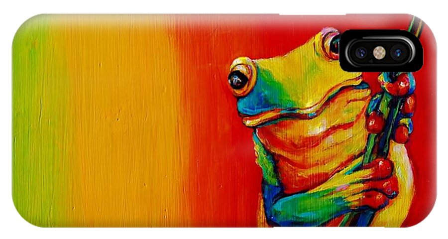 Frog iPhone X Case featuring the painting Chroma Frog by Jean Cormier