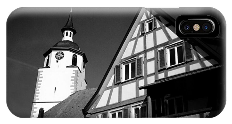 Church iPhone X Case featuring the photograph Church and half-timbered house in lovely old town by Matthias Hauser