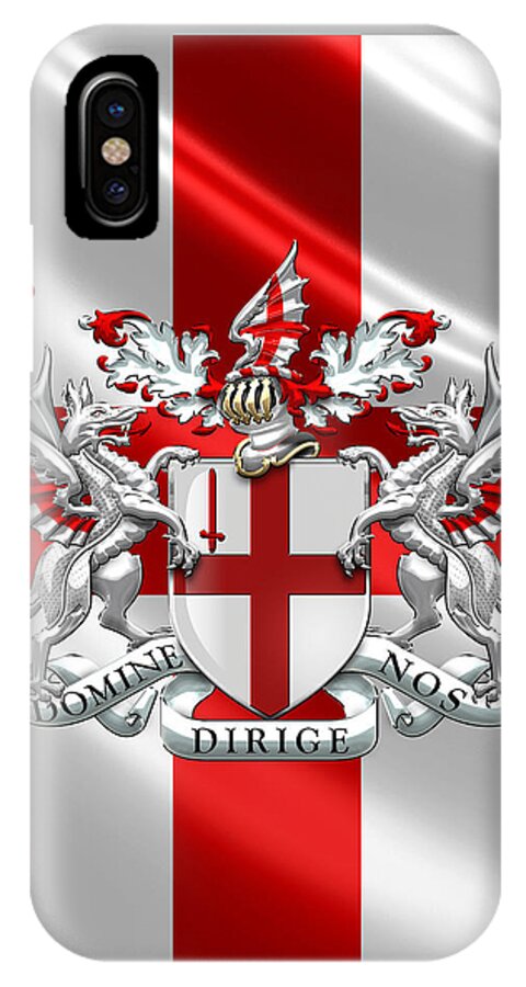 'cities Of The World' Collection By Serge Averbukh iPhone X Case featuring the digital art City of London - Coat of Arms over Flag by Serge Averbukh