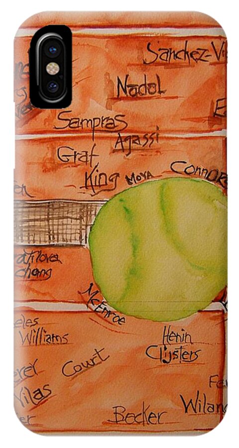 Tennis iPhone X Case featuring the painting Clay Courters by Elaine Duras
