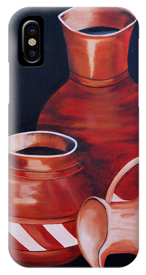 Oil iPhone X Case featuring the painting Clay Pots by Sonali Kukreja