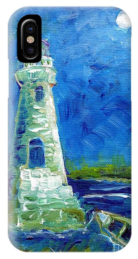 Lighthouse iPhone X Case featuring the painting Cockspur Lighthouse mini #7 by Doris Blessington