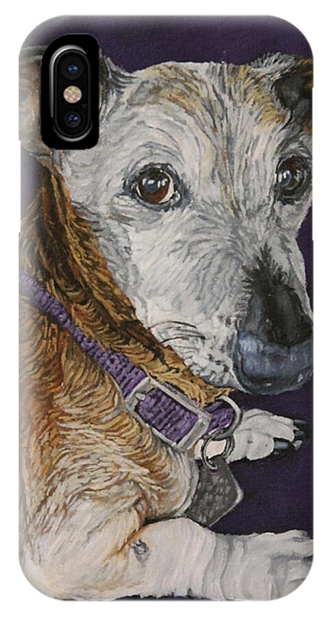 Dachshund iPhone X Case featuring the painting Colbi by Wendy Shoults