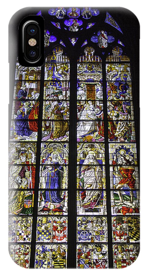 Cologne Cathedral iPhone X Case featuring the photograph Cologne Cathedral Stained Glass Window of the Three Holy Kings by Teresa Mucha