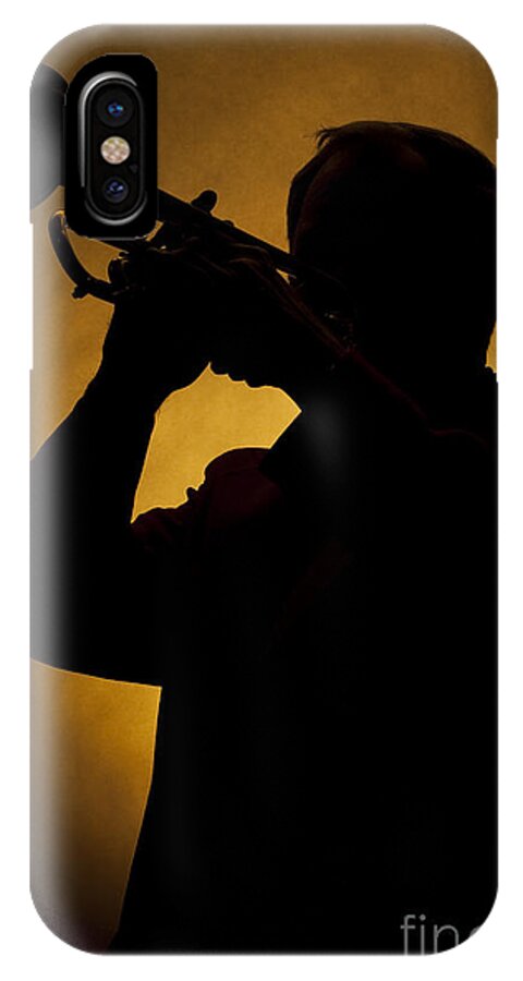 Silhouette iPhone X Case featuring the photograph Color Silhouette of Trumpet Player 3019.02 by M K Miller