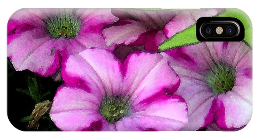 Petunia iPhone X Case featuring the painting Colorful Petunias by Karen Harrison Brown