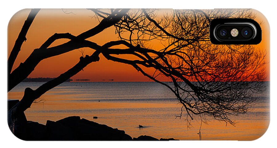 Colorful Quiet Sunrise iPhone X Case featuring the photograph Colorful Quiet Sunrise on Lake Ontario in Toronto by Georgia Mizuleva