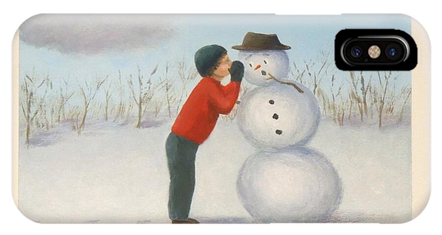 Snowman iPhone X Case featuring the painting Confession by Phyllis Andrews