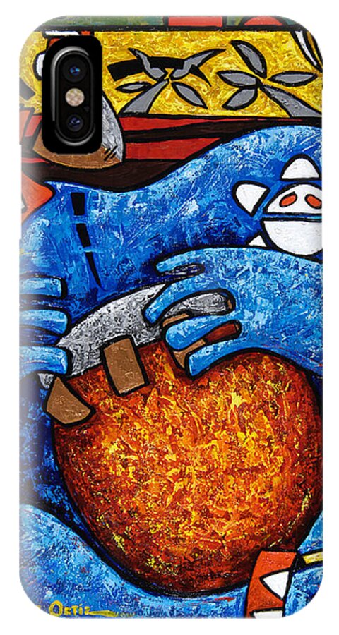 Puerto Rico iPhone X Case featuring the painting Conga on Fire by Oscar Ortiz