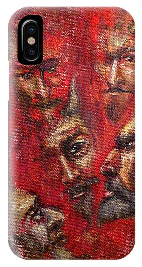 Devil iPhone X Case featuring the painting Conspiracy by Arturas Slapsys