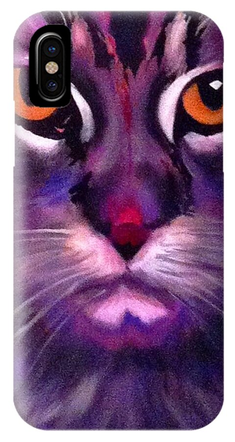 Cat iPhone X Case featuring the painting Cool Maine Coon by Bill Manson