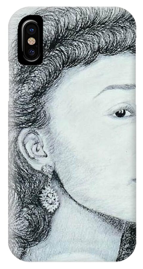 Drawing iPhone X Case featuring the drawing Coretta Scott King by Karen Buford