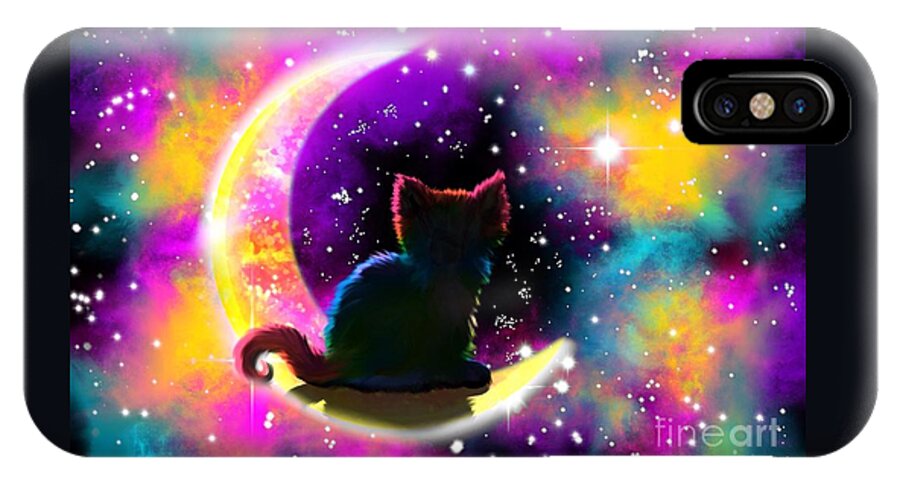 Cat Art iPhone X Case featuring the digital art Cosmic Cat by Nick Gustafson