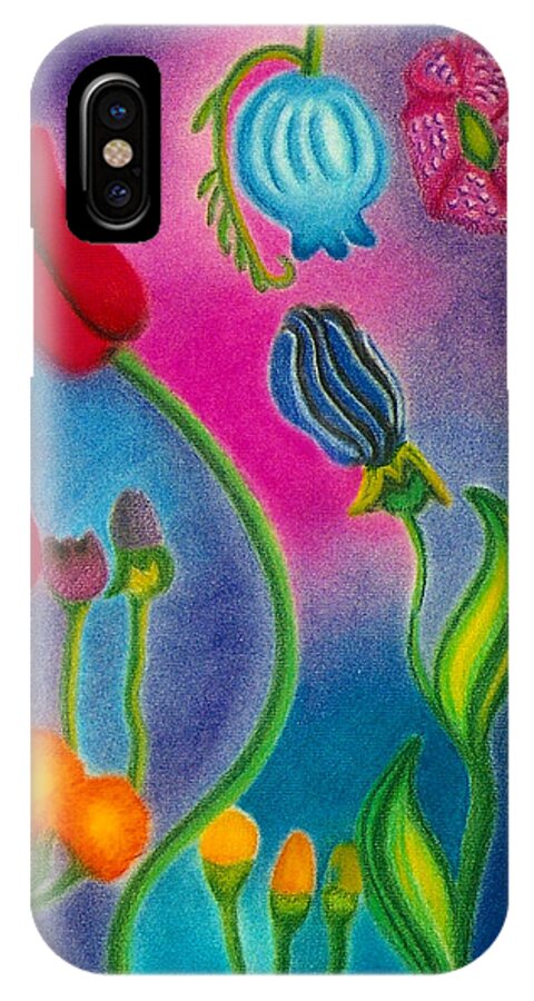 Flowers iPhone X Case featuring the drawing Cosmic Gargen by Christine Perry