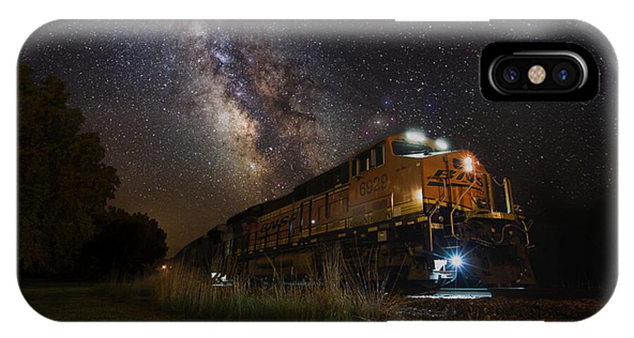 #blended #cosmic #cosmos #east #galactic #galaxy #milky Way #milkywayscape #multiple Exposures #homegroen #photoshop #art #astrophotographer #astrophotography #best #blended #cosmic #cosmos #east #galactic #galaxy #milky Way #milkywayscape #multiple Exposures #night #night Train #railroad #sioux Falls #sky #south Dakota #stars #starscape #top #tracks#night #night Train #railroad #sioux Falls #sky #south Dakota #stars #starscape #top #tracks iPhone X Case featuring the photograph Cosmic Railroad by Aaron J Groen