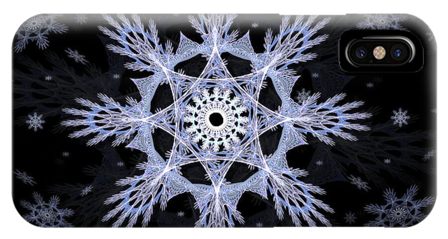 Abstract iPhone X Case featuring the digital art Cosmic Snowflakes by Shawn Dall
