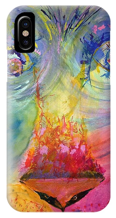 Rainbow iPhone X Case featuring the painting Courage by Deb Brown Maher