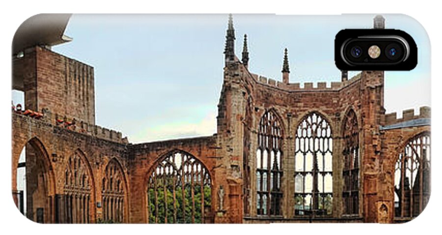 England iPhone X Case featuring the photograph Coventry Cathedral Ruins Panorama by Dan McManus