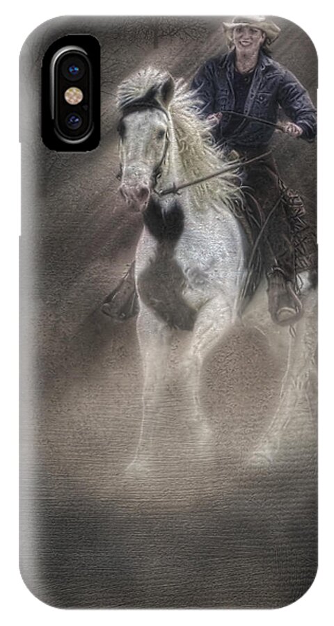 Animals iPhone X Case featuring the photograph Cowgirl and Knight by Susan Candelario