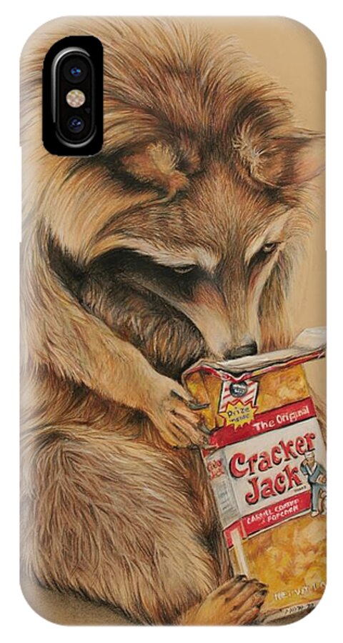 Crack Jack iPhone X Case featuring the drawing Cracker Jack Bandit by Jean Cormier