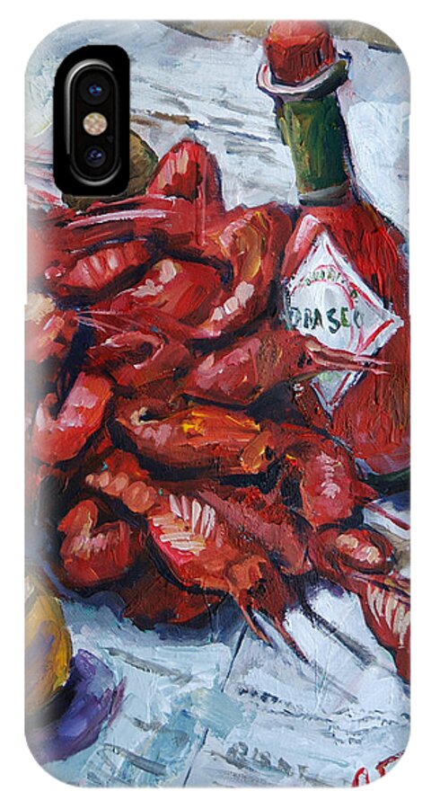 Low Country Boil iPhone X Case featuring the painting Crawfish Tabasco by Carole Foret