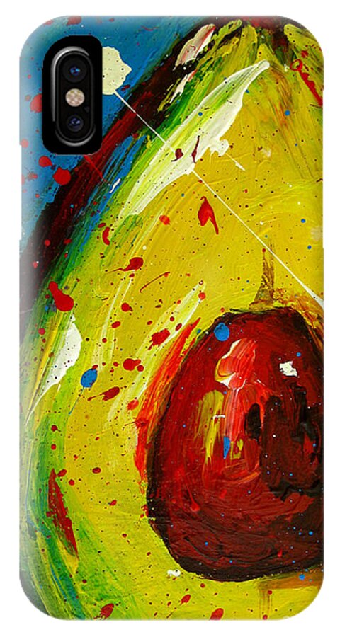 Pop Modern Avocado Art iPhone X Case featuring the painting Crazy Avocado 4 - Modern Art by Patricia Awapara