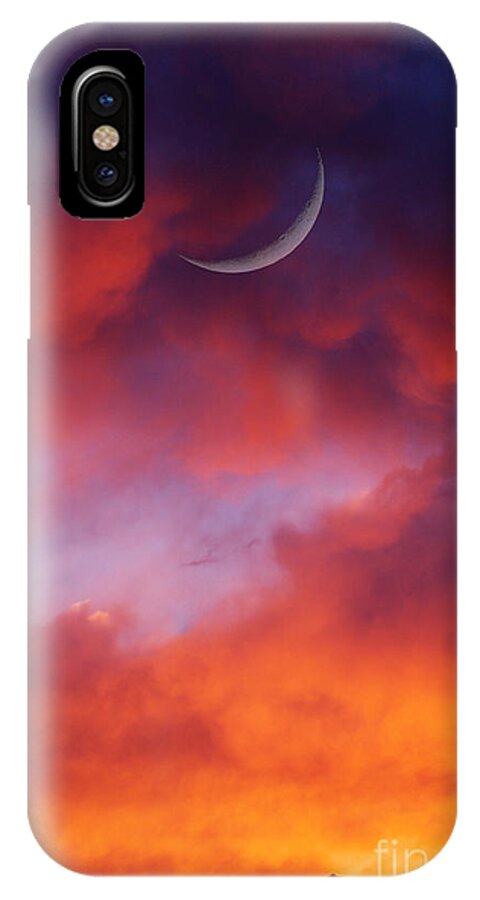 Moon Photograph iPhone X Case featuring the photograph Crescent Moon in Purple by Joseph J Stevens