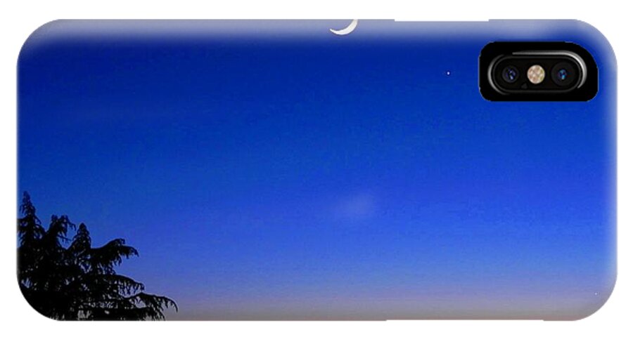  iPhone X Case featuring the pyrography Crescent Moon San Francisco Bay by Diane Lynn Hix