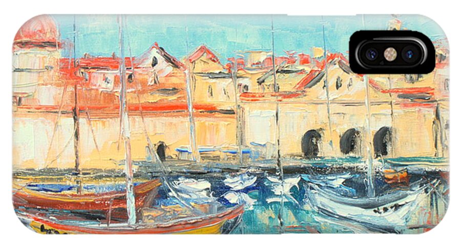 Dubrovnik iPhone X Case featuring the painting Croatia - Dubrovnik harbour by Luke Karcz