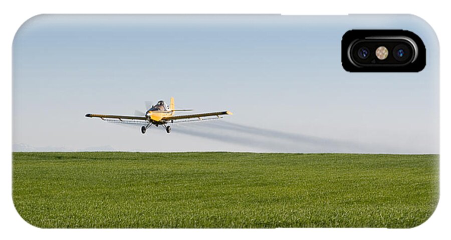 Plane iPhone X Case featuring the photograph Crop Duster Airplane Flying Over Farmland by Cindy Singleton