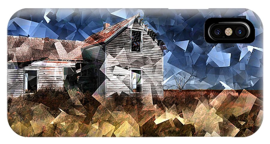 Cubist: Digital Art iPhone X Case featuring the photograph Cubist Abandoned Prairie Farm House by Randall Nyhof