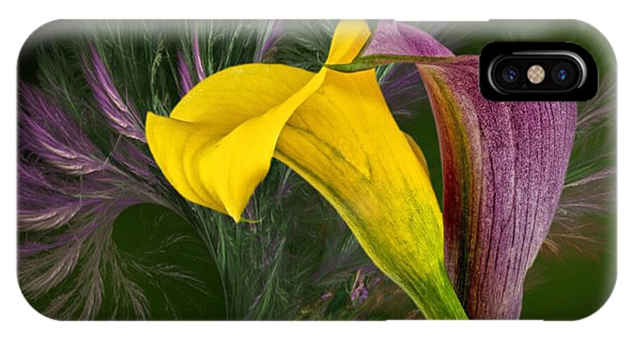 Calla Lilies iPhone X Case featuring the photograph Cuddling by Shirley Mangini