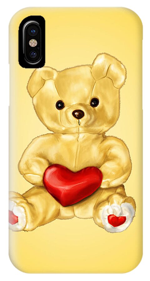 Cute Teddy Bear iPhone X Case featuring the digital art Cute Teddy Bear Hypnotist by Boriana Giormova