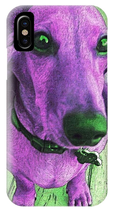 Dachshund iPhone X Case featuring the photograph Dachshund - Purple People Greeter by Rebecca Korpita