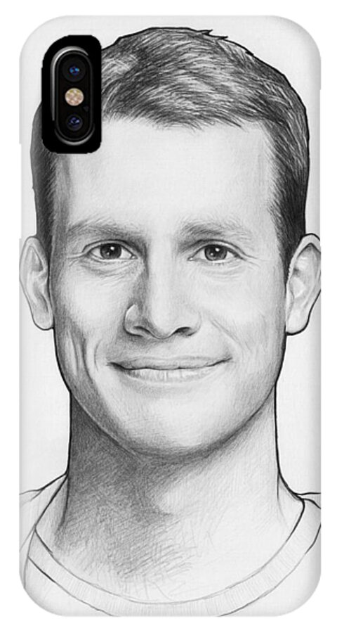 Graphite Pencil iPhone X Case featuring the drawing Daniel Tosh by Olga Shvartsur