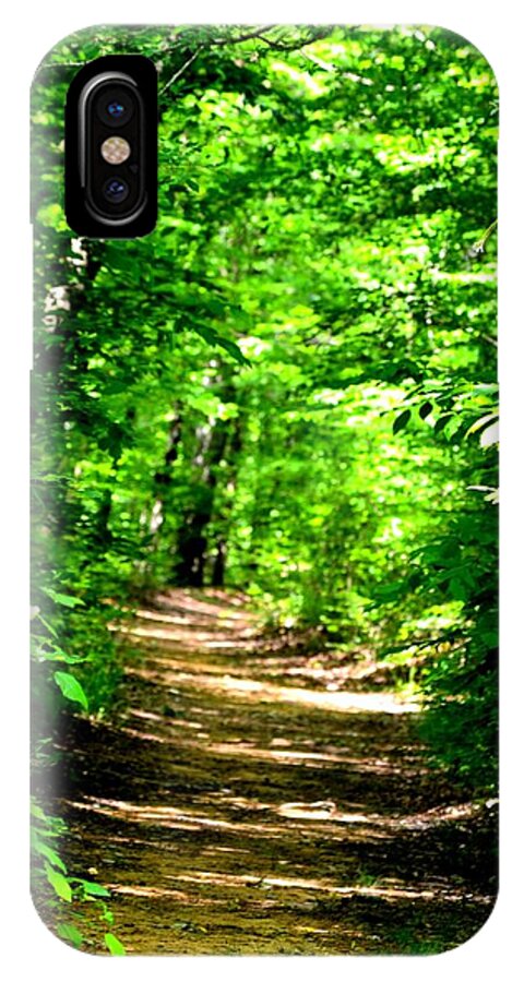 Dappled Sunlit Path In The Forest iPhone X Case featuring the photograph Dappled Sunlit Path in the Forest by Maria Urso